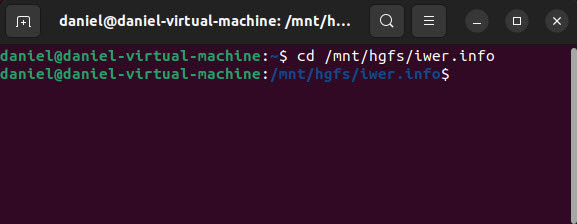 Screenshot Terminal command for accessing Share Folders