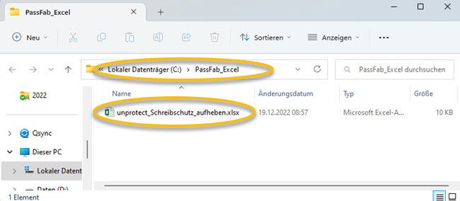 Screenshot Windows-Explorer: Excel-Datei mit aufgehobenen Blattschutz