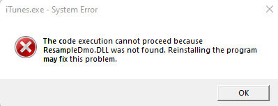 error message missing ResampleDmo.dll