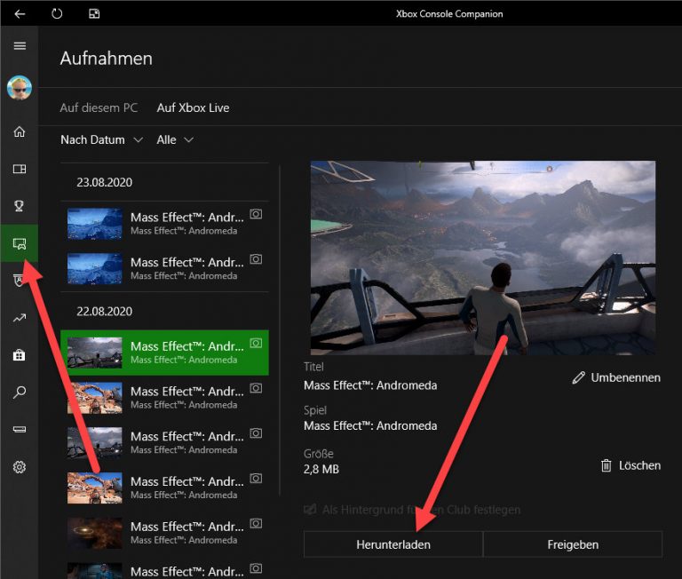 Xbox Screenshots in Windows 10 herunterladen eKiwiBlog.de