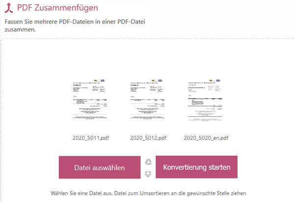 PDF-Dateien online zusammenfügen zu einer Datei