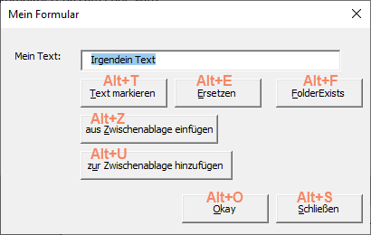 Screenshot eine VBA-Formulars mit Alt-Key-Kombinationen