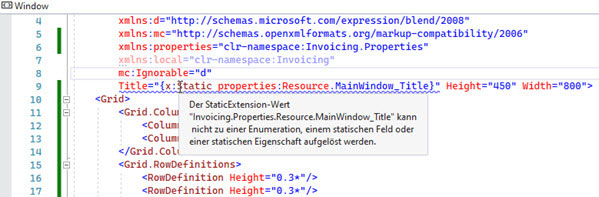 Screenshot WPF application error message