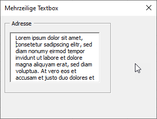 Screenshot einer mehrzeiligen Textbox in VBA UserForm