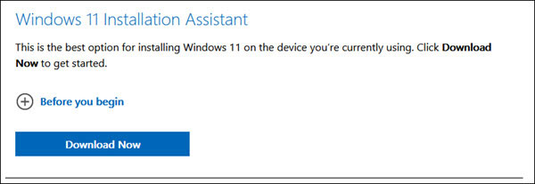 Screenshot Download Installation Assistant for Windows 11
