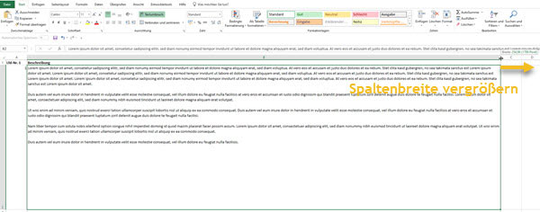 Screenshot Excel Spaltenbreite erhöhen