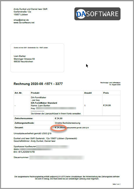 Screenshot PDF-Datei aus welcher Werte automatisch ausgelesen werden sollen