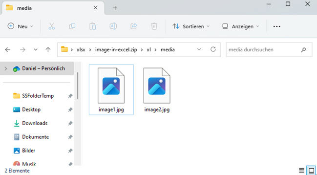 Windows-Explorer mit geöffneter Zip-Datei und media-Ordner
