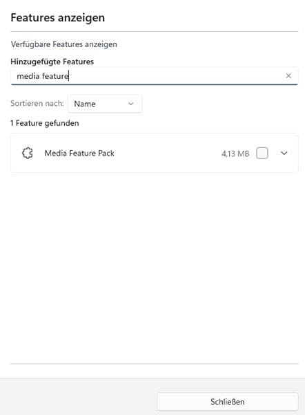 Screenshot "Features anzeigen"