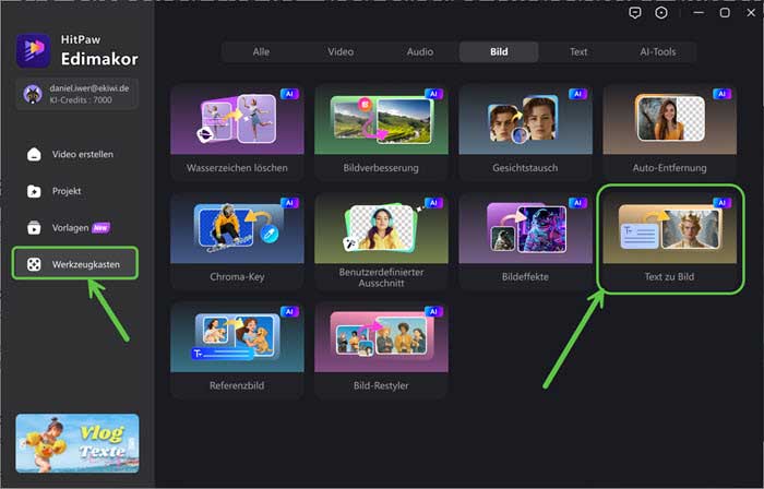 Screensho HitPaw EdiMakor Text zu Bild erstellen